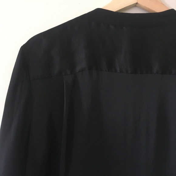 CLOSET CLEAR OUT - sophisticated black georgette and satin oversized shirt - Picture 5 of 10